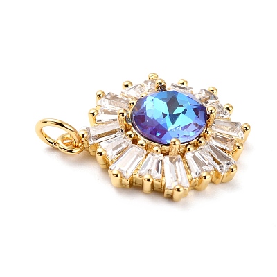 Brass Micro Pave Cubic Zirconia Pendants ZIRC-O044-21E-G-1