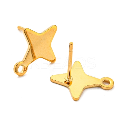 Star Shape 201 Stainless Steel Stud Earrings Findings X-STAS-Q251-02G-1
