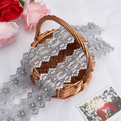 3 Yards Polyester Flower Lace Trim OCOR-OC0001-67B-1