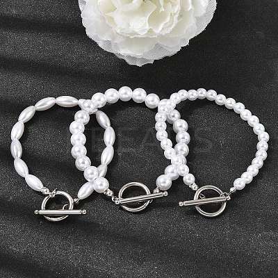 Plastic Pearl Beaded Bracelets for Women BJEW-L716-02P-1