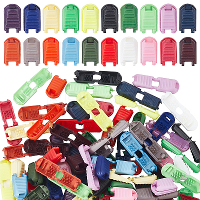 108Pcs 18 Colors Nylon Cord End Clips KY-NB0001-63-1