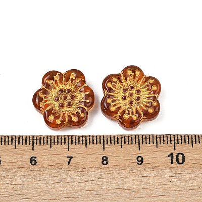 Baking Paint and Golden Metal Enlaced Glass Beads DGLA-T004-09D-1