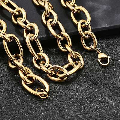 Ion Plating(IP) 304 Stainless Steel Mother and son Chain Necklaces LS-NJEW-M115-01-1