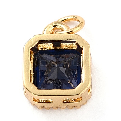 Real 18K Gold Plated Brass Inlaid Cubic Zirconia Charms ZIRC-L100-073G-08-1