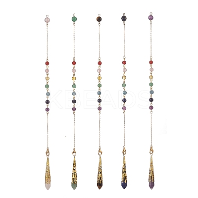 Mixed Gemstone Pointed Dowsing Pendulums PALLOY-JF02047-1