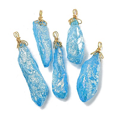 Electroplated Raw Rough Natural Quartz Crystal Big Pendants G-A229-02G-09-1