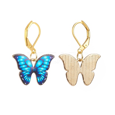 Alloy Enamel Butterfly Dangle Leverback Earrings EJEW-JE05045-1