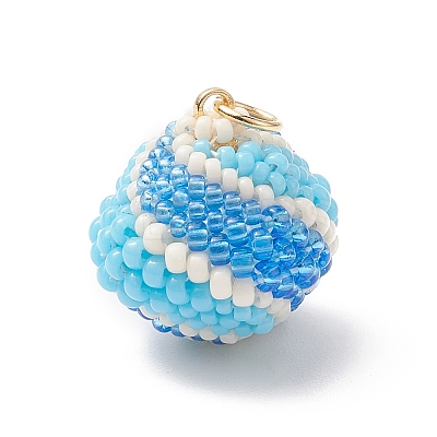 2Pcs 2 Color Handmade MIYUKI Japanese Seed Beads Pendants PALLOY-MZ00099-1