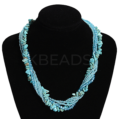 Synthetic Turquoise Multi-strand Necklaces NJEW-L143-01-1