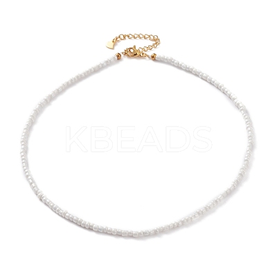 Round Glass Seed Beaded Necklaces NJEW-JN03207-03-1