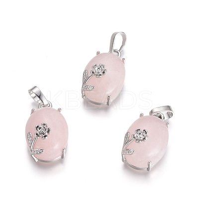 Natural Rose Quartz Pendants G-L512-I23-1