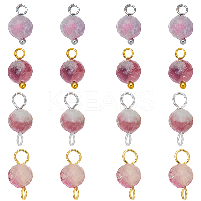 16Pcs 4 Styles October Birthstone Natural Plum Blossom Tourmaline Pendant and Connector Charms PALLOY-SW00115-1