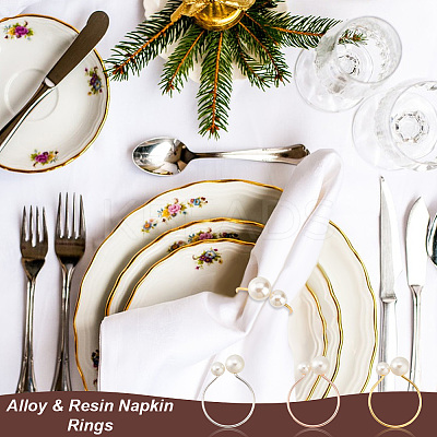 24Pcs 3 Colors Alloy & Resin Napkin Rings AJEW-GA0007-75-1