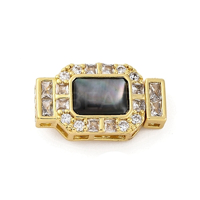 Rectangle Brass Micro Pave Clear Cubic Zirconia Box Clasps KK-G505-36G-01-1