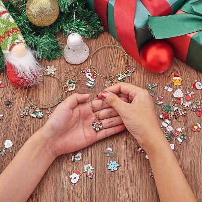 96Pcs Christmas Alloy Enamel Pendants JX267A-1