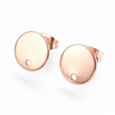 Ion Plating(IP) 304 Stainless Steel Stud Earring Findings STAS-G178-01RG-10mm-1