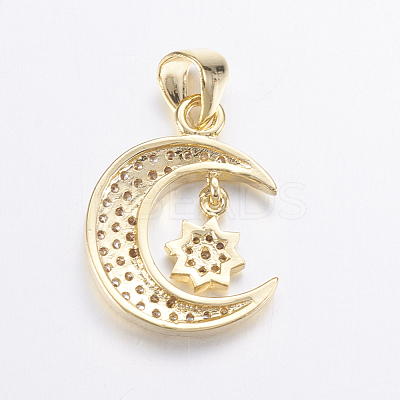 Brass Micro Pave Cubic Zirconia Pendants ZIRC-G125-55G-1