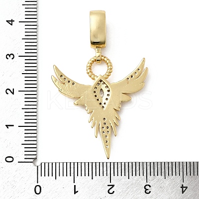 Brass Micro Pave Clear Cubic Zirconia Angel Wing Pendants KK-H519-16B-G-1