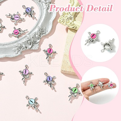 12Pcs 6 Colors Evil Eye Resin Pendants RESI-CJ0004-02-1