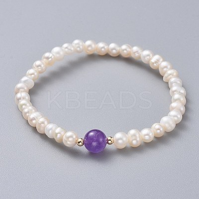 Stretch Grade A Natural Freshwater Pearl Bracelets BJEW-JB04623-03-1