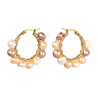 4 Pairs Vintage Natural Pearl Beads Earrings for Girl Women EJEW-JE04643-1