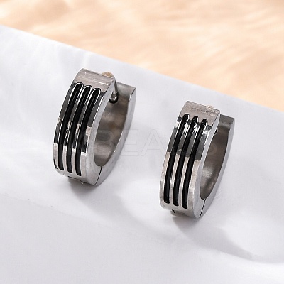 304 Stainless Steel with Enamel Hoop Earrings EJEW-M001-21B-P-1