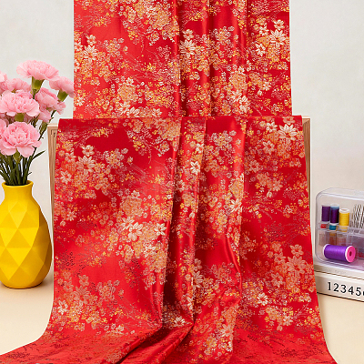 Chinese-style Flower Pattern Polyester Fabric for Clothing & Home Decor DIY-WH0622-735A-1