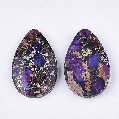 Synthetic Gold Line Regalite/Imperial Jasper/Sea Sediment Jasper Pendants G-S329-074-1