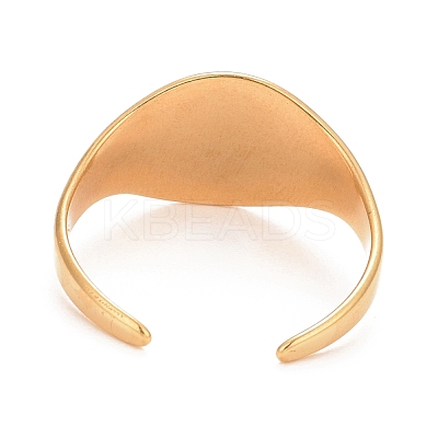 Ion Plating(IP) 304 Stainless Steel Oval Chunky Open Cuff Ring for Women RJEW-C025-14G-1