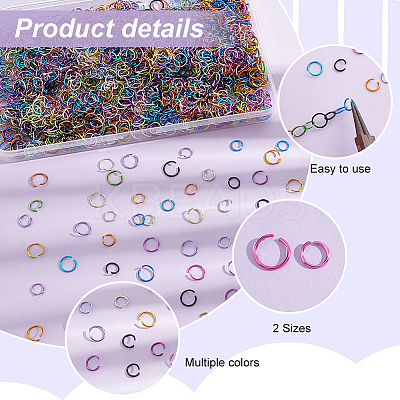 1500Pcs 30 Styles Aluminum Wire Open Jump Rings ALUM-PH0001-11-1