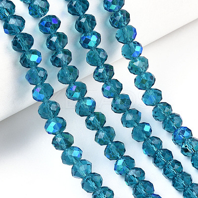 Electroplate Glass Beads Strands X-EGLA-A034-T6mm-L25-1
