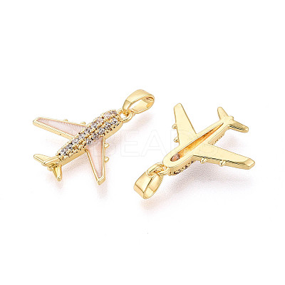 Brass Micro Pave Cubic Zirconia Pendants KK-T073-60A-G-1