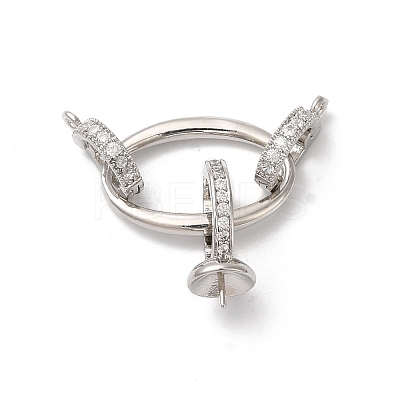 Rack Plating Brass Micro Pave Clear Cubic Zirconia Fold Over Clasps KK-A222-08P-1
