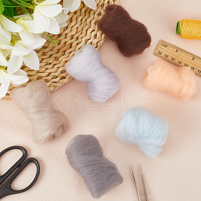 18Pcs 6 Colors DIY Wool Roving DIY-SP0005-70B-1