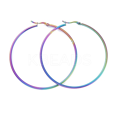 304 Stainless Steel Big Hoop Earrings EJEW-G260-02G-M-1