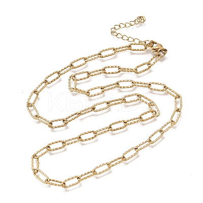 4MM 304 Stainless Steel Textured Paperclip Chain Necklaces for Man and Women SA-CBAB767-09G-1