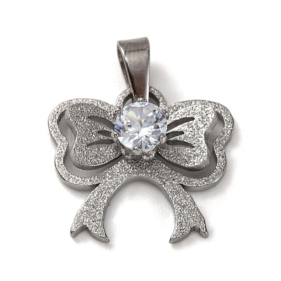 304 Stainless Steel Cubic Zirconia Pendants STAS-U018-01P-1