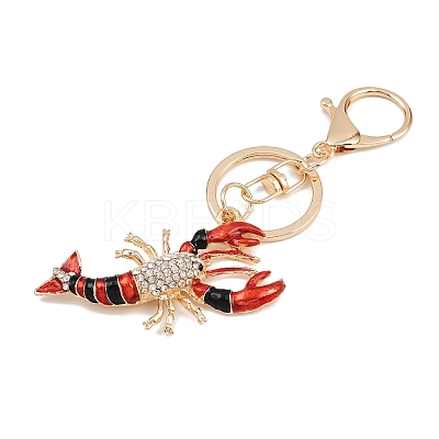 Lobster Alloy Rhinestone Pendant Decoration Keychains LS-KEYC-B019-04-1