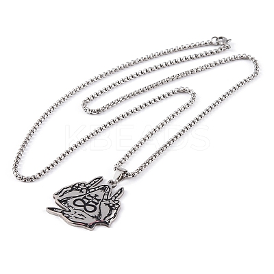 Dark Punk Satan Cross 201 Stainless Steel Pendant Necklaces NJEW-F320-06P-1
