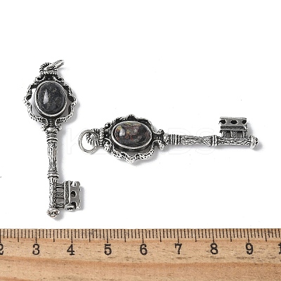 Key Brass Natural Dragon Blood Big Pendants KK-D361-01AS-34-1