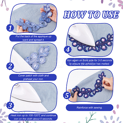 Flower Pattern Rhinstone Appliques AJEW-FG0002-40C-1