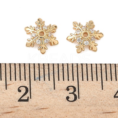 Brass Micro Pave Clear Cubic Zirconia Bead Caps KK-S350-11G-1
