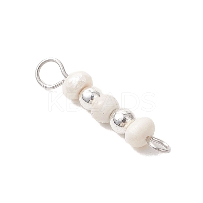 Natural Cultured Freshwater Pearl Potato with Round Electroplate Synthetic Non-magnetic Hematite Beaded Connector Charms PALLOY-JF04854-01-1