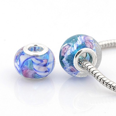 Handmade Lampwork European Large Hole Rondelle Beads LPDL-M007-02-1