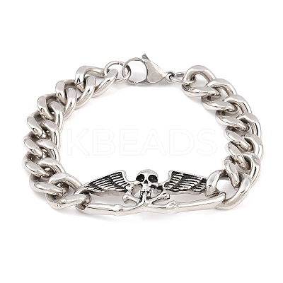 Stainless Steel Cuban Link Chian Bracelets BJEW-D379-03ASP-1