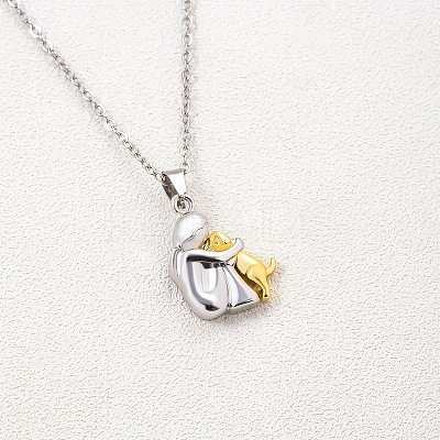 Girl & Dog Zinc Alloy Pendant Necklaces for Women FS-WGDD4A4-03-1