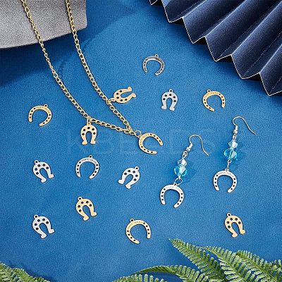 16Pcs 4 Styles 201 Stainless Steel Pendants STAS-UN0033-92-1