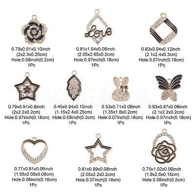10Pcs 10 Style Alloy Enamel Pendants FIND-YW0002-84-1
