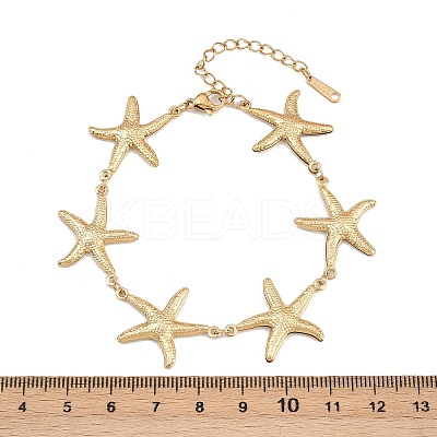 304 Stainless Steel Starfish Link Bracelets for Women LS-BJEW-G759-01G-1