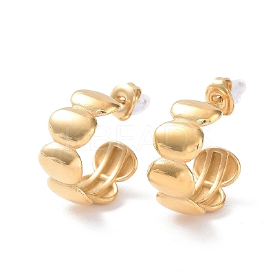 304 Stainless Steel Oval Stud Earrings EJEW-H115-25G-1